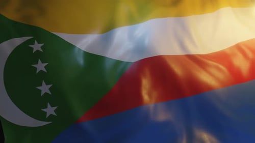 Realistic Comoros National Flag Waving Seamless Loop Animation