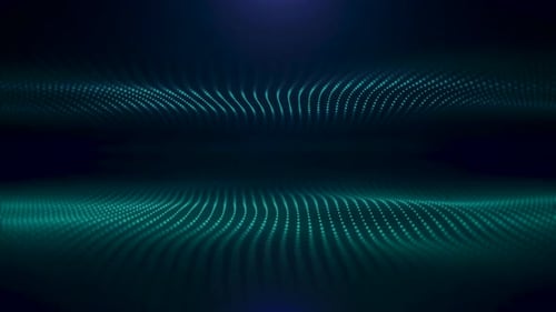 Abstract turquoise flow of optical fibers on black background