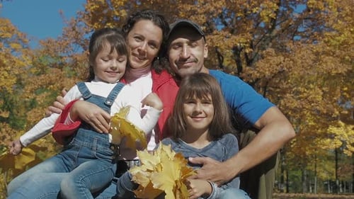Family Photo in Fall Forest.
