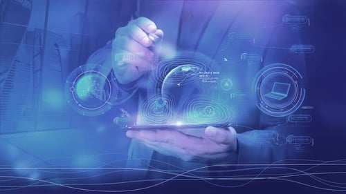 Holographische Projektion Infografik vom Telefon 4K
