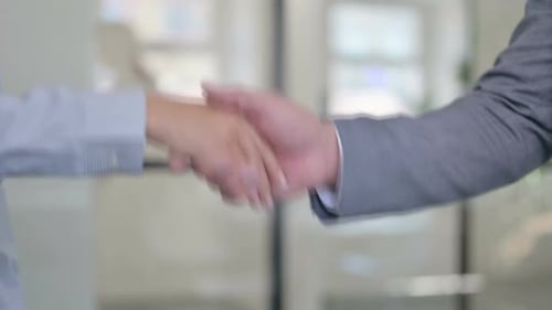 Close up of Handshake between Male and Female Business Person