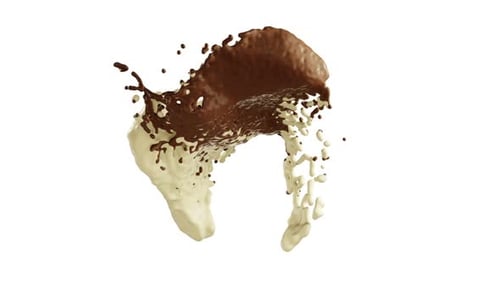 Liquids Colliding Brown and White in Slow Motion