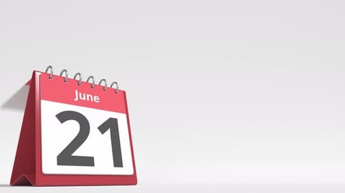 June 22 Date on the Flip Desk Calendar Page