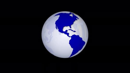 Barbados Flag Paints on Spinning World Globe Animation