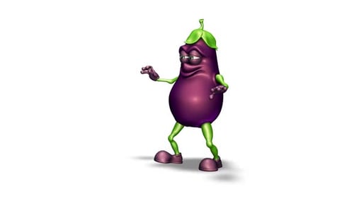 Animated Eggplant Character Dancing Seamless Loop Animation