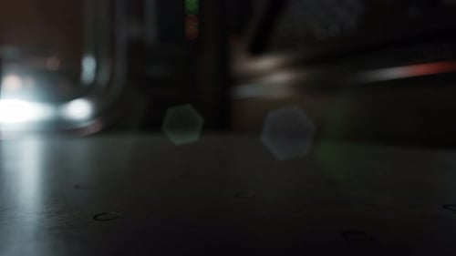 Metal Pannels in Dark Futuristic Interior