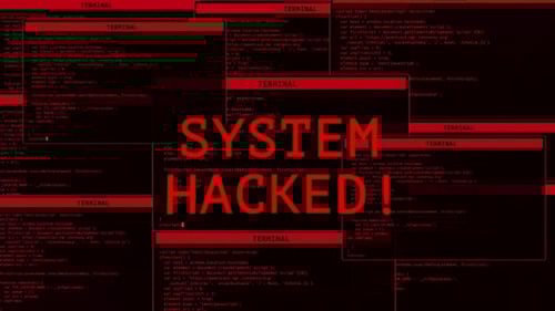 System Hacked Glitch Text Reveal Cyber Security Background