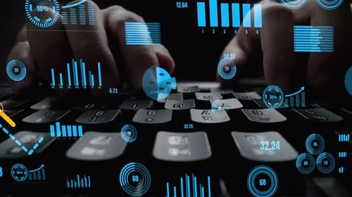 Kreatives Visualisieren von Big Data und Finanzanalysen von Unternehmen auf dem Computer