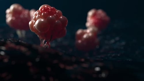 Abstract Microscopic Cell-like Organisms Pulsating Background