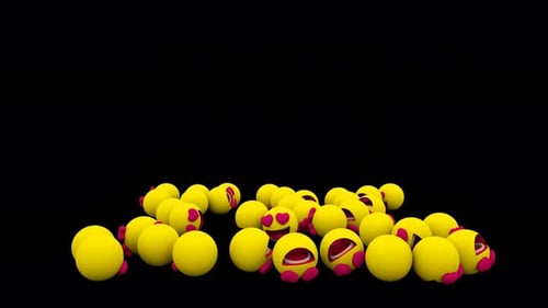 Animated 3D Emojis Falling with Heart Eyes and Kissing Faces
