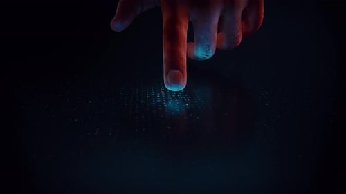 Futuristic Finger Touch Digital Grid Activation