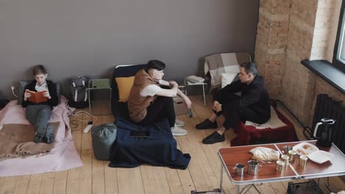 Vue sur le camp de réfugiés intérieur