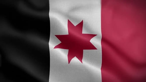 Waving Flag with Red Eight-Pointed Star Symbol