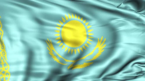 Realistic Waving Flag of Kazakhstan Animation