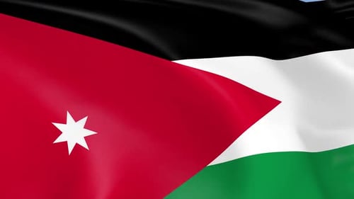 Realistic Jordan National Flag Waving in Wind