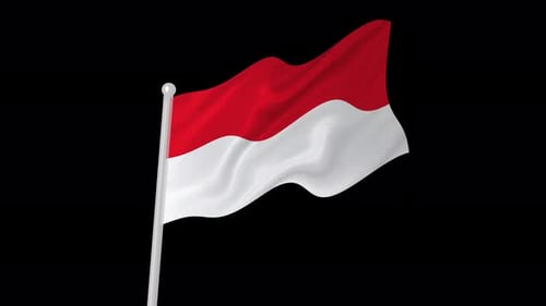 Realistic Waving Flag of Indonesia with Alpha Channel
