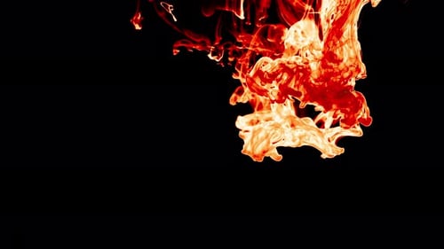 Red and Orange Ink Swirling in Water