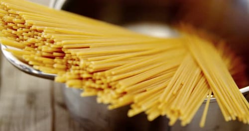 Spaghetti Noodles Piled High in a Cooking Pot