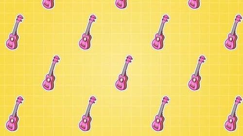 Retro Guitar Sticker Background Animation