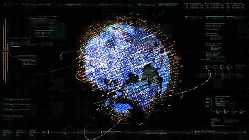 Futuristic Digital Earth Global Network HUD Interface