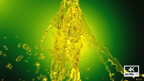 Abstract Yellow Fluid Splash Alpha Channel