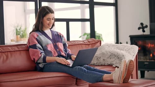 Female Has Video Call at Home