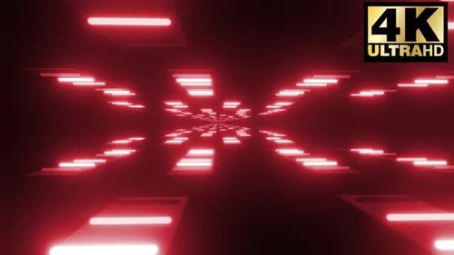 Abstract Neon Lights Geometric Tunnel Loop Background