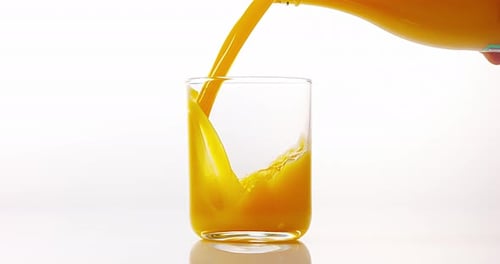 Pouring Fresh Orange Juice into a Glass