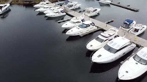 Yacht marina in the bay aerial view