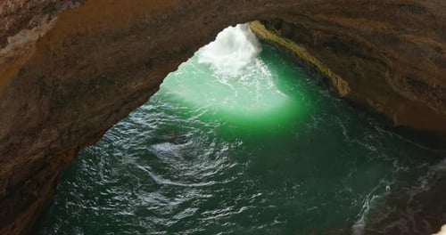 Greenish Deep Water Inside the Rocky Hill