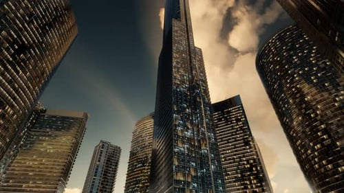 Rascacielos o edificios modernos en la ciudad