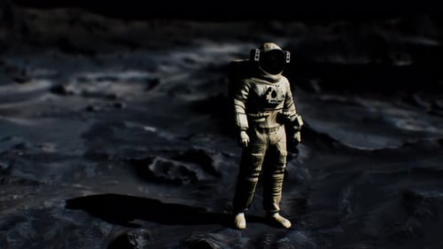 Astronaut on Moon Surface with Dynamic Lighting