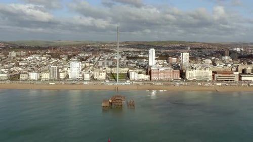 Brighton West Pier Remains in the UK Aerial View