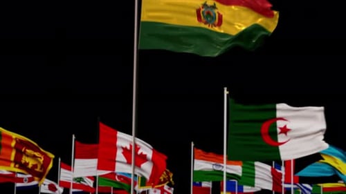 Bolivien-Flagge mit Weltflaggen im Alphakanal