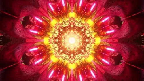Vibrant Abstract Glowing Mandala Tunnel Loop