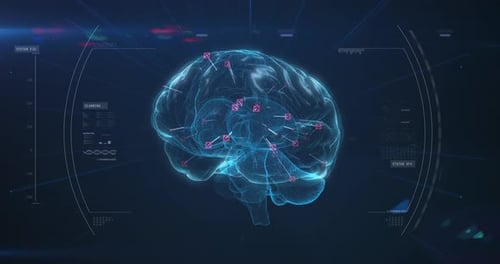 Futuristic Digital Brain Scan with HUD Interface