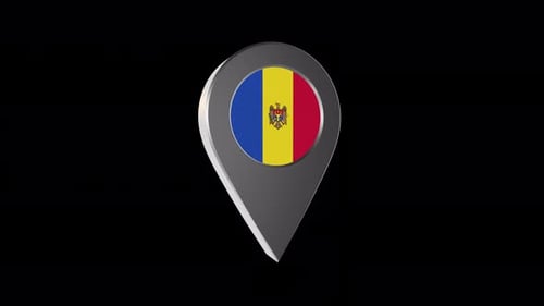 Animated 3D Map Pointer with Moldova Flag