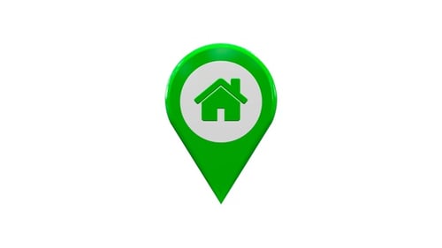 Animated 3D Home Location Pin Spinning Icon