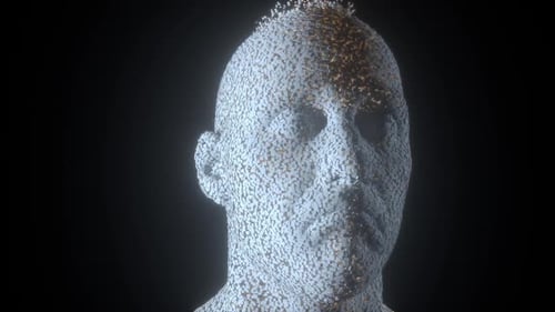 Futuristic Digital Head Forms From Particles Animation