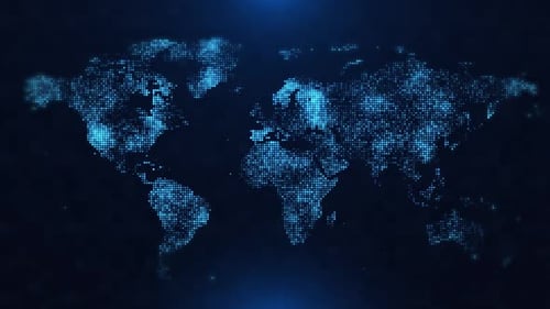 Futuristic Digital World Map Connection Animated Background