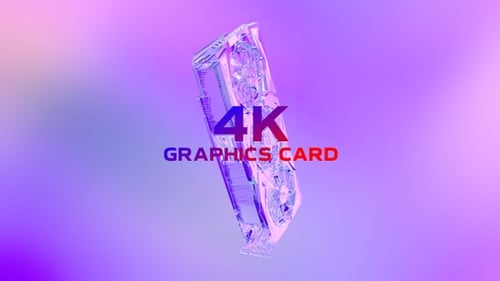 Rotating Transparent Graphics Card in Abstract Futuristic Style