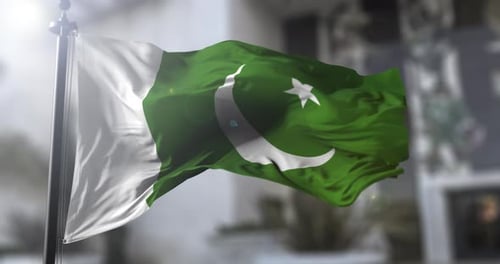 Realistic 3D Render of Pakistan National Flag Waving