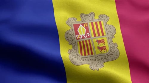 Andorra National Flag Realistic Waving Animation