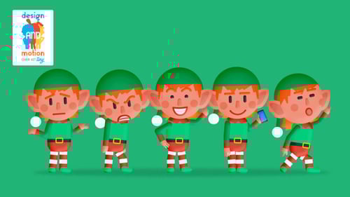Animated Christmas Elf Character Poses, Walks, Runs, and Expresses Emotions