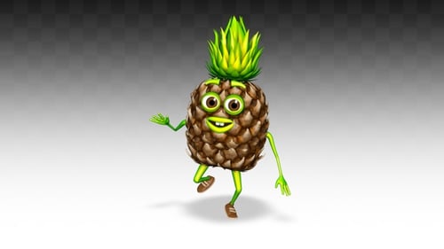 Dancing Animated 3D Pineapple Character Walking with Fun Moves