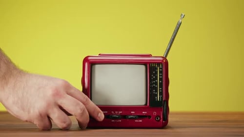 Turning on the Retro Miniature Red Television