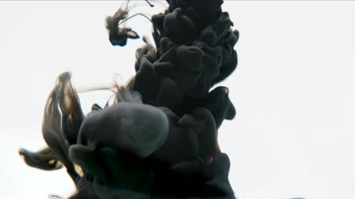 Black Ink Dissolving and Spreading in Clear Water