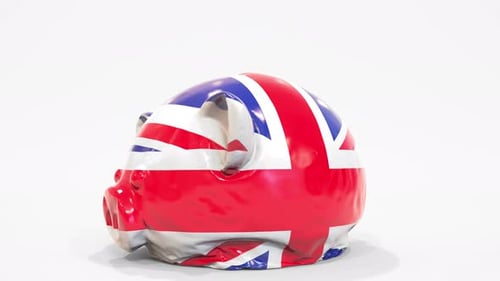 Deflating Inflatable Piggy Bank with Flag of the UK