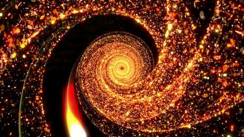 Golden Glittering Particles Swirl Tunnel Animation