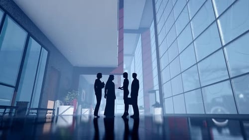 Arab Business People Talking in Plaza Hall